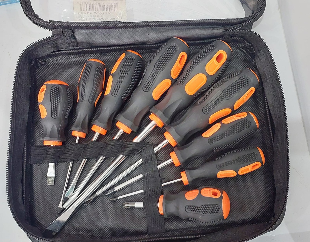9Pce Screwdriver Set with Black Bag